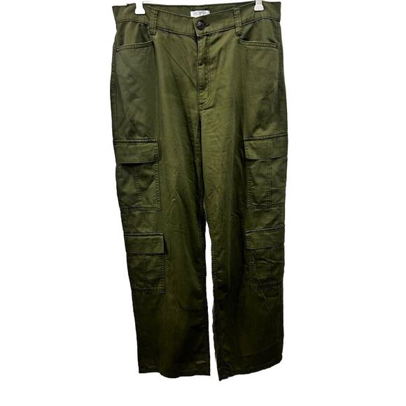 SOFIA VERGARA Women’s Sz 12 Relaxed Straight Super High-Rise Cargo Pants Green - Picture 1 of 11